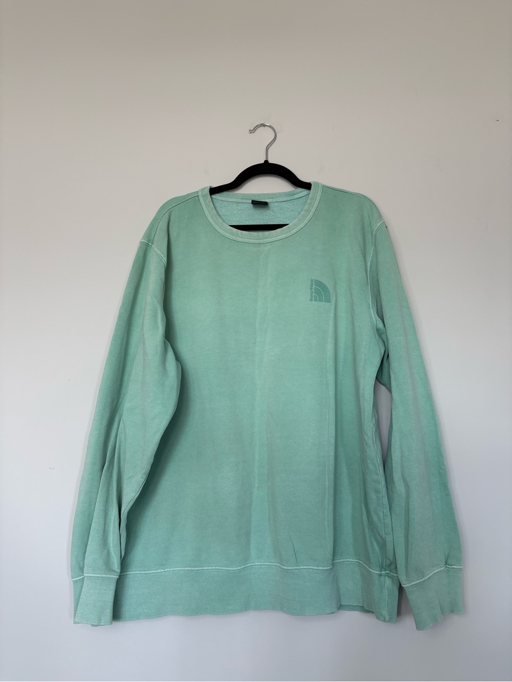 Flawed Mens North Face Crewneck Sweater Mint Green Size XL Pullover Sweatshirt